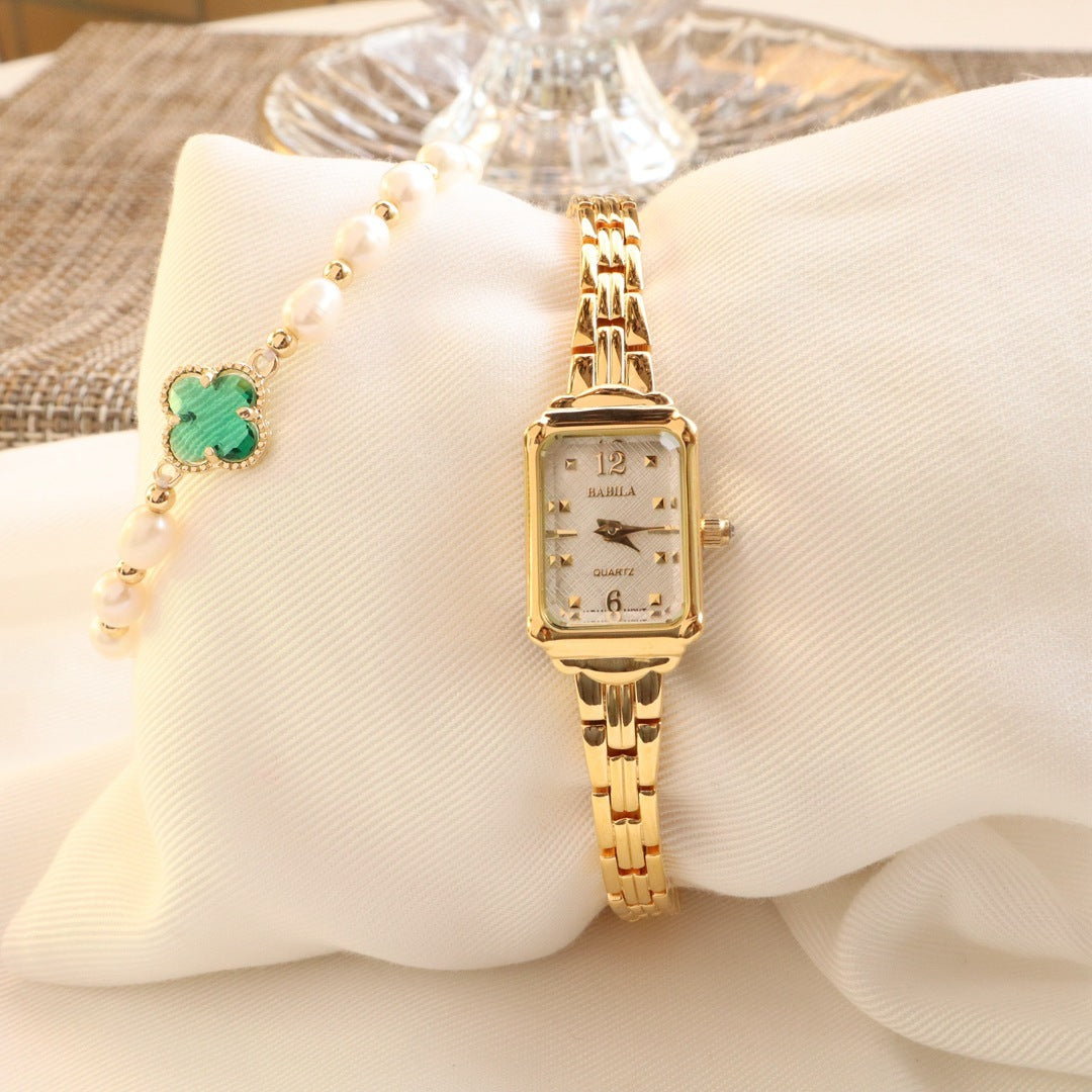 Temperament Copper Plating 18K Gold Fashion Casual Internet Celebrity Women's Square Watch