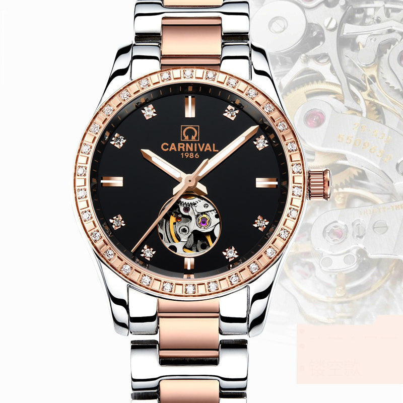 Watch Female Automatic Mechanical Watch Fashion Trend Rose Gold Waterproof Brand Diamond Female Watch