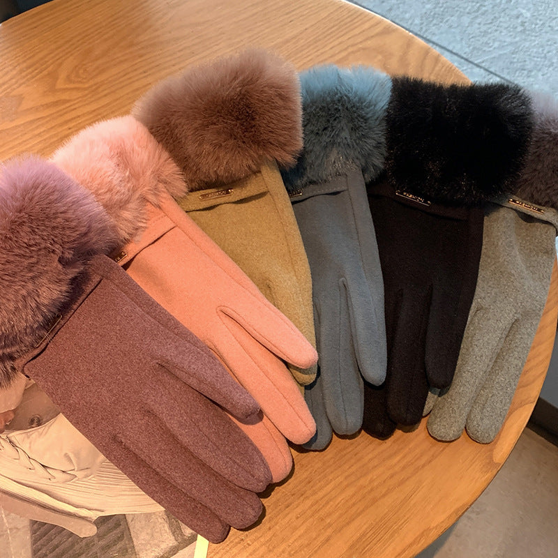 Touch Screen Warm Gloves Winter Women Fleece-lined Thickened