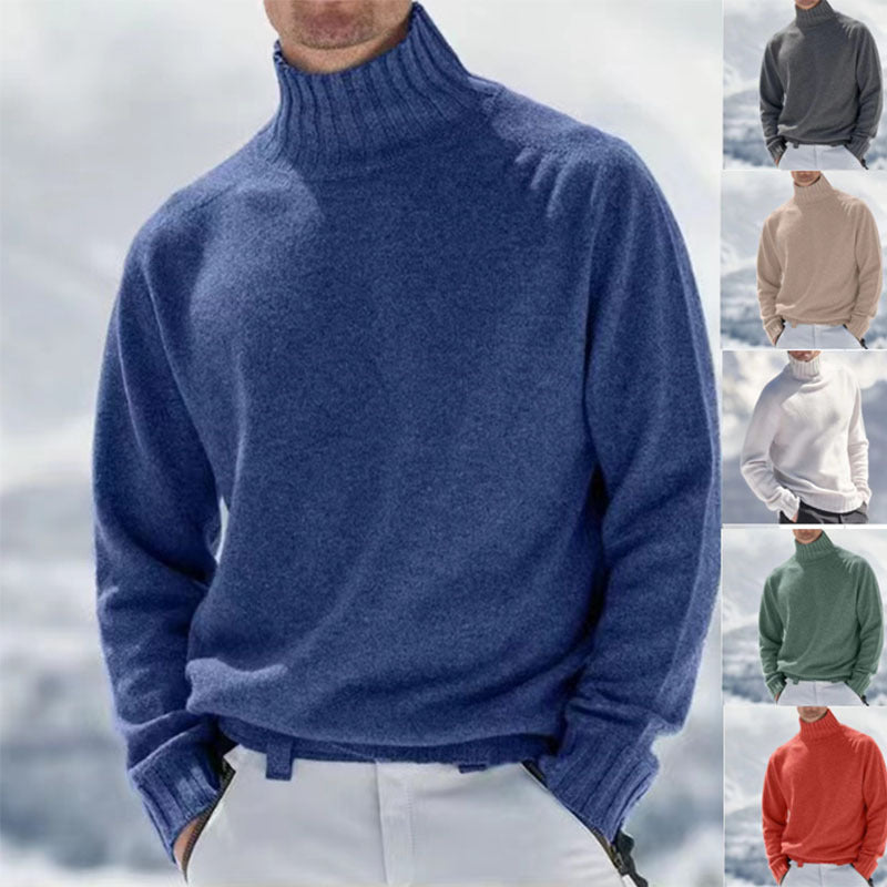 Men's Base Knitting High Collar Warm Casual Knitted Sweater