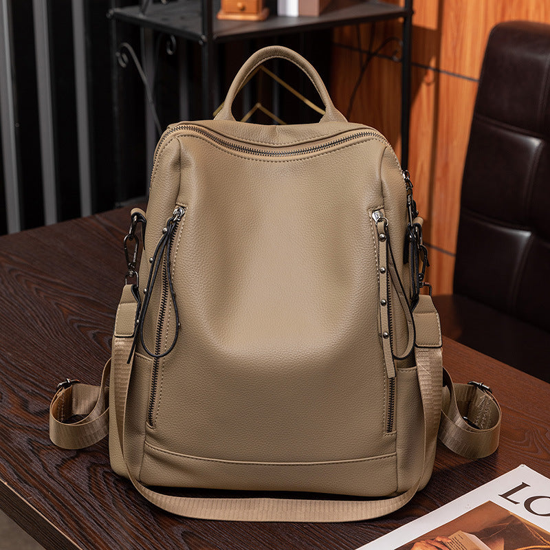 Trendy Backpack Women's Fashionable PU Soft Leather