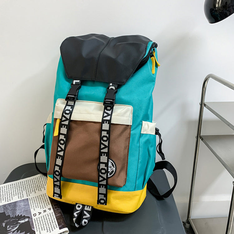 New Color Matching Backpack Fashion Outdoor Travel Bags Men Women Personality Middle Junior High School Student Schoolbags