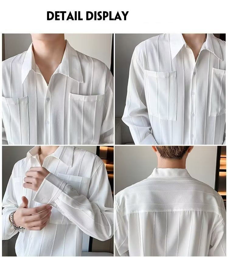 Fashion Cool Long Sleeve Solid Color Shirt Men