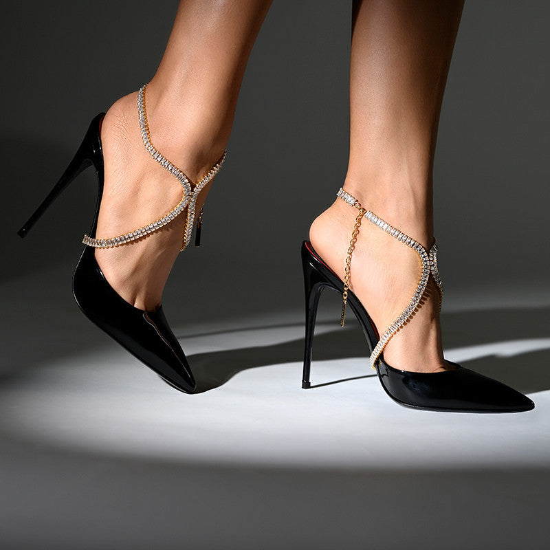 Shiny Zircon High Heels Anklet Catwalk Jewelry