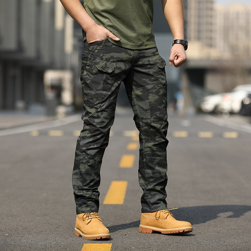 Tactical Pants Plaid Fabric IX9 City Military Fans Multi-pocket Overalls