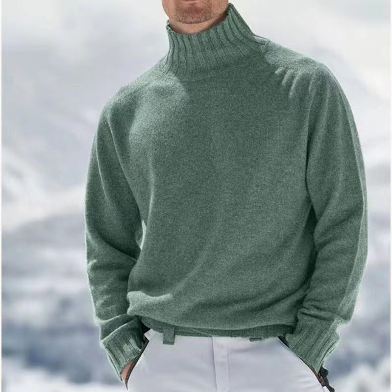 Men's Base Knitting High Collar Warm Casual Knitted Sweater