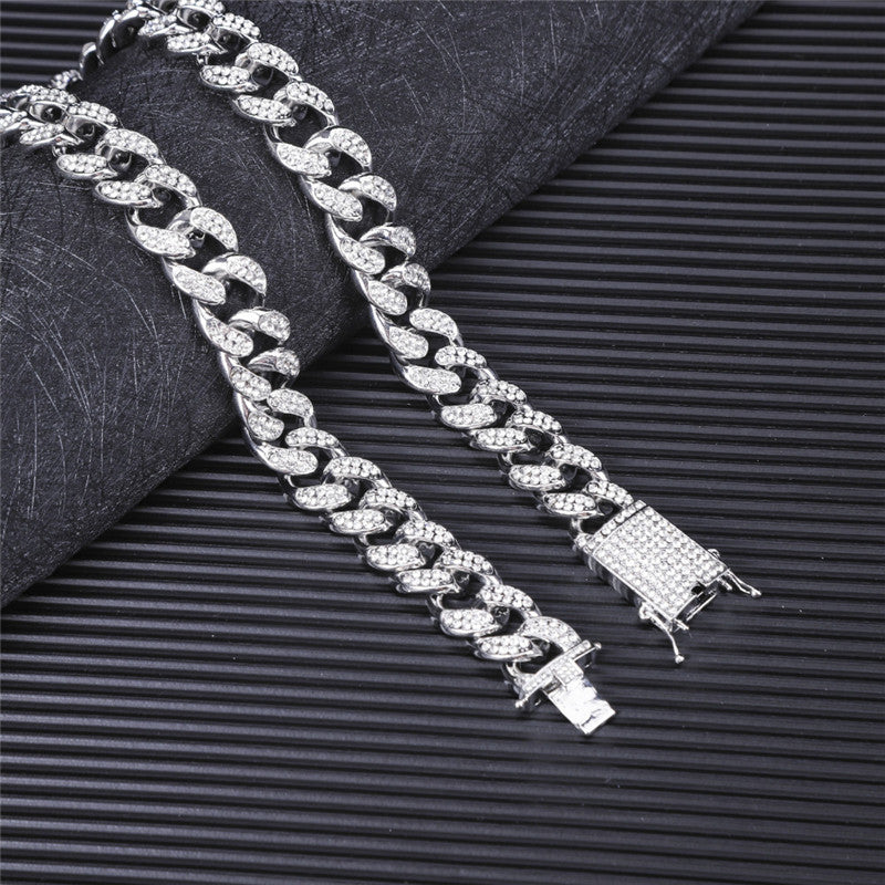 Hiphop hiphop full diamond cuban necklace Men set