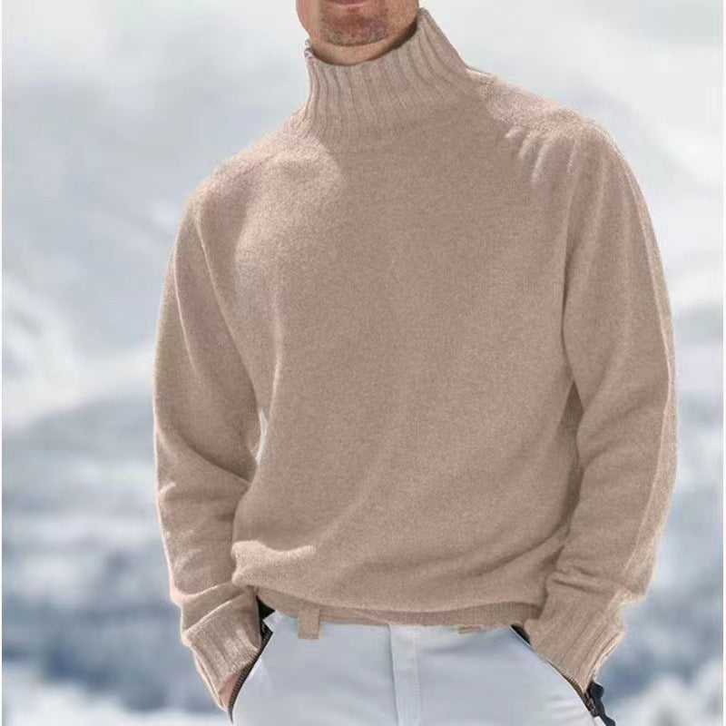 Men's Base Knitting High Collar Warm Casual Knitted Sweater