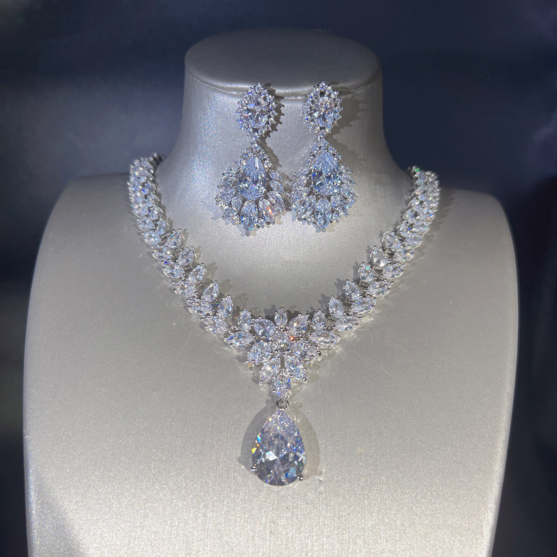 Synthetic Cubic Zircon Oxide Necklace Earring Set