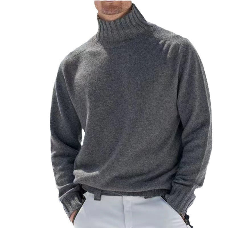 Men's Base Knitting High Collar Warm Casual Knitted Sweater