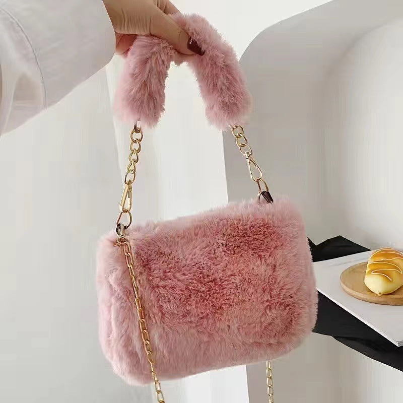 Pearl Chain Plush Bag Female Ins Korean Style