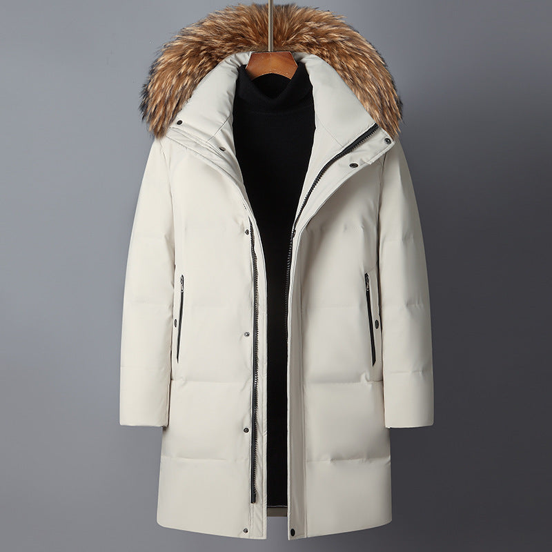 Fur Collar Mid-length Light Luxury Thickened Warm Cold-resistant Hooded Down Jacket