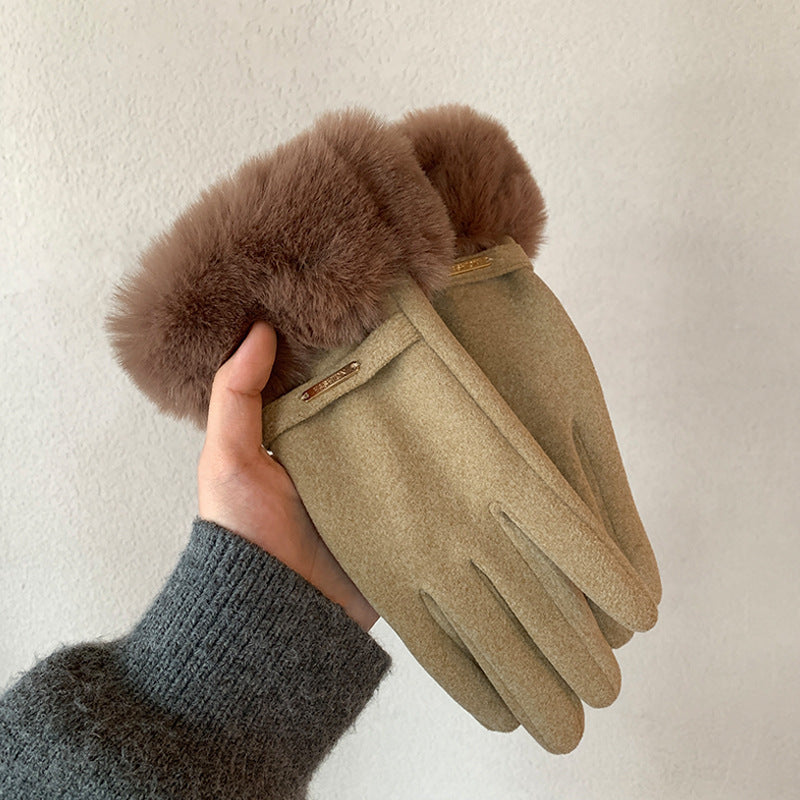 Touch Screen Warm Gloves Winter Women Fleece-lined Thickened