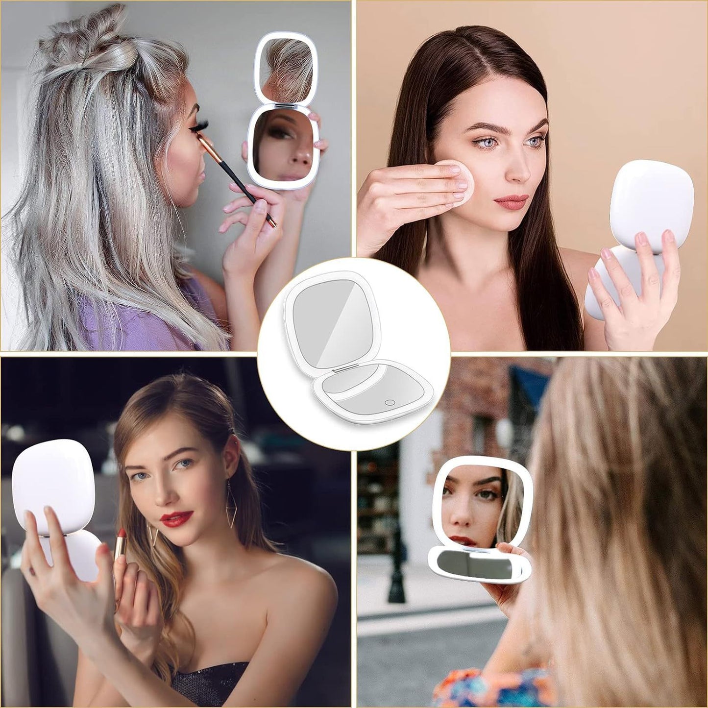 Handheld Led Make-up Mirror Foldable And Portable Portable Makeup Mirror