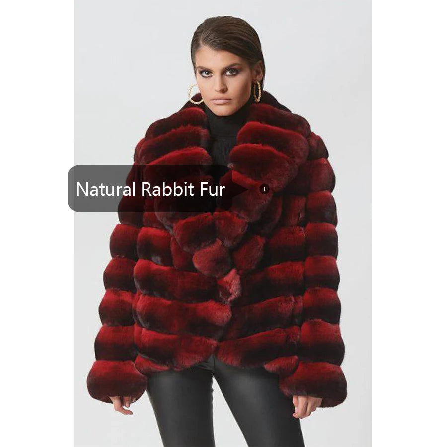 Luxury Real Fur jacket Genuine Rabbit Fur Jacket For Women ( 10-12 days - FREE Shipment totally )