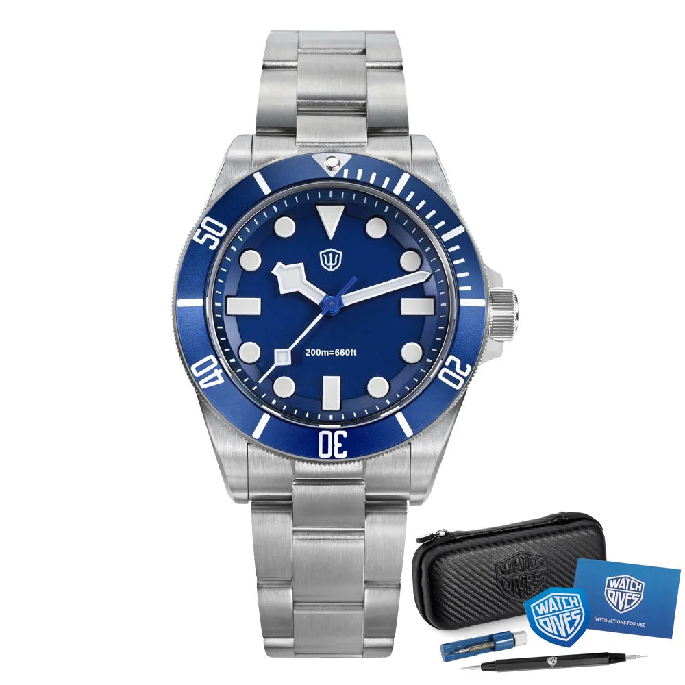 Watchdives WD1969 Pro 38mm Quartz Watch VH31 Sweep Seconds Movement 20Bar Waterproof BGW9 Blue Luminous Sapphire Glass Watches (FREE shipment,8-10 days shipment time)