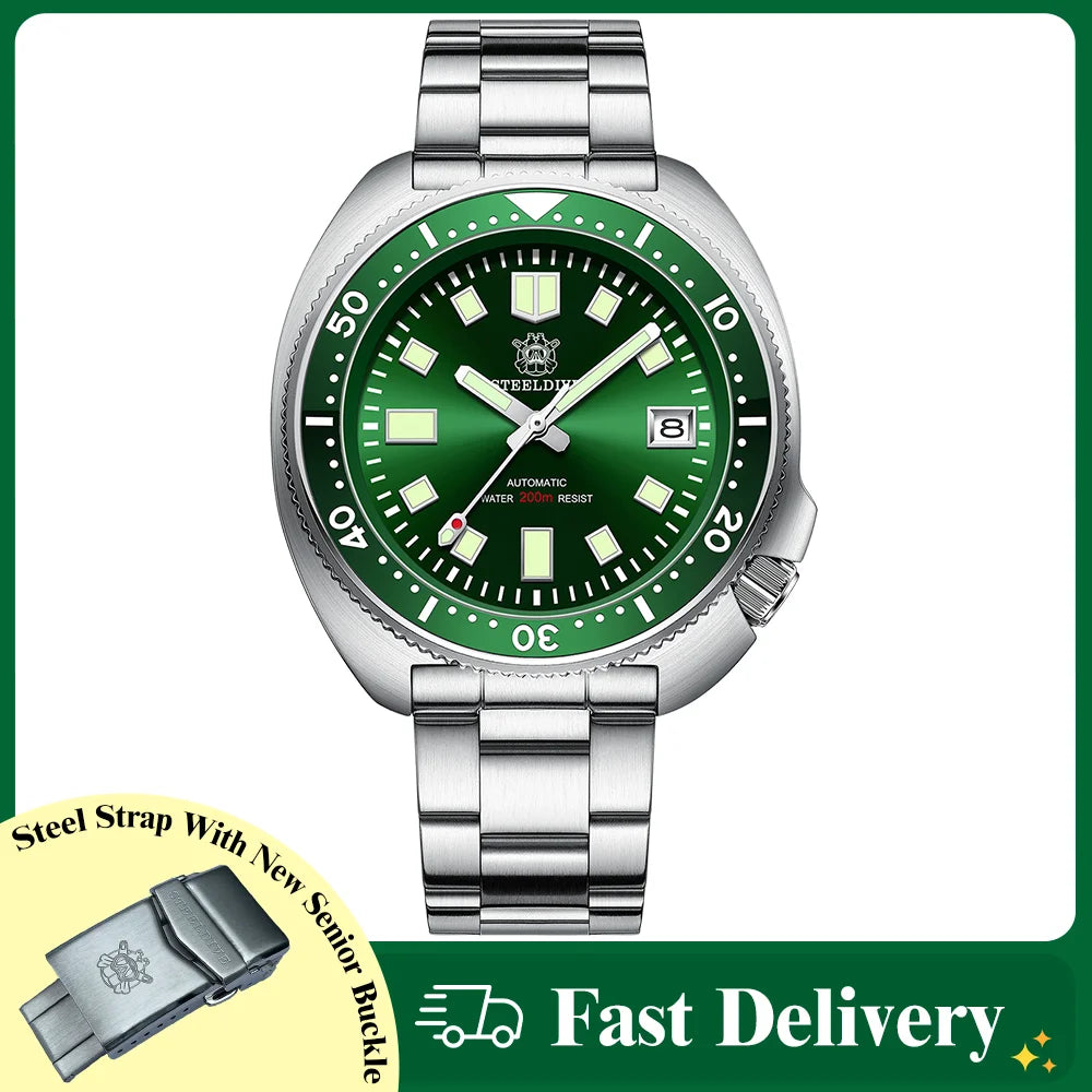 200M Waterproof Automatic Watch Sapphire Crystal Stainless Steel NH35 Mechanical Dive Watch For Men STEELDIVE SD1970 V2 (10-12 days delivery time to worldwide-10 USD Shipment fees-No DHL for this product-VERY HIGH QUALITY BRABD)