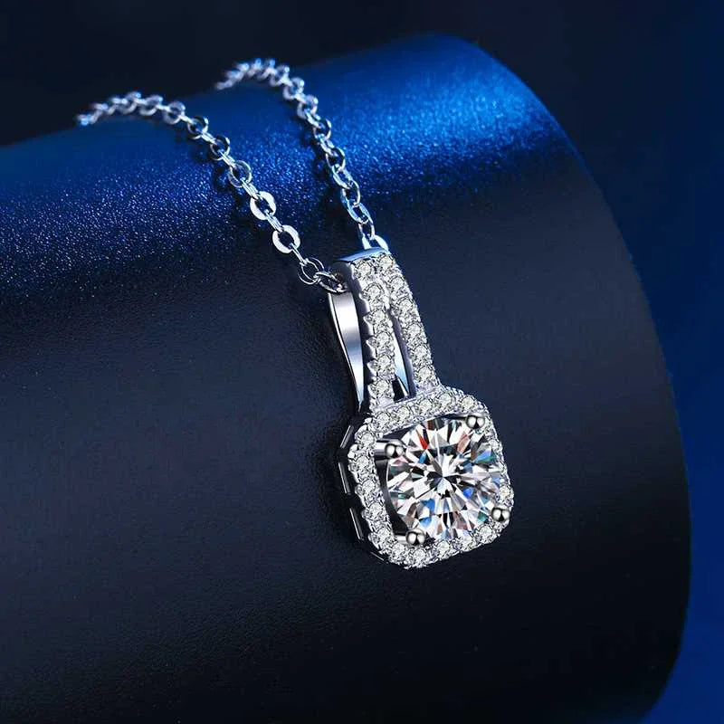 Real Moissanite S925 Sterling Silver Jewelry Sets Drop Earrings, Pendant Necklace  for Women (Standard shipment only-No DHL- Free shipment)