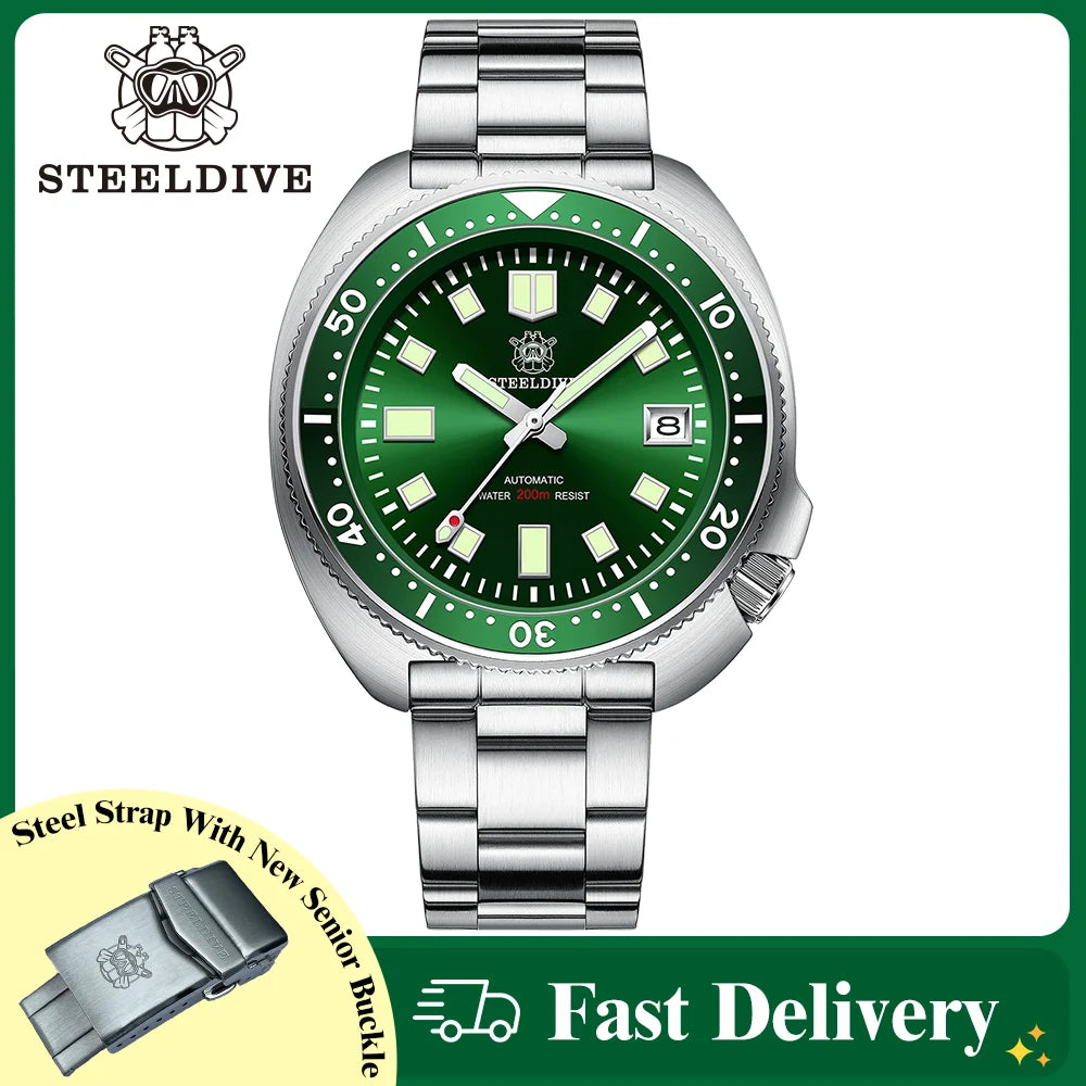 200M Waterproof Automatic Watch Sapphire Crystal Stainless Steel NH35 Mechanical Dive Watch For Men STEELDIVE SD1970 V2 (10-12 days delivery time to worldwide-10 USD Shipment fees-No DHL for this product-VERY HIGH QUALITY BRABD)