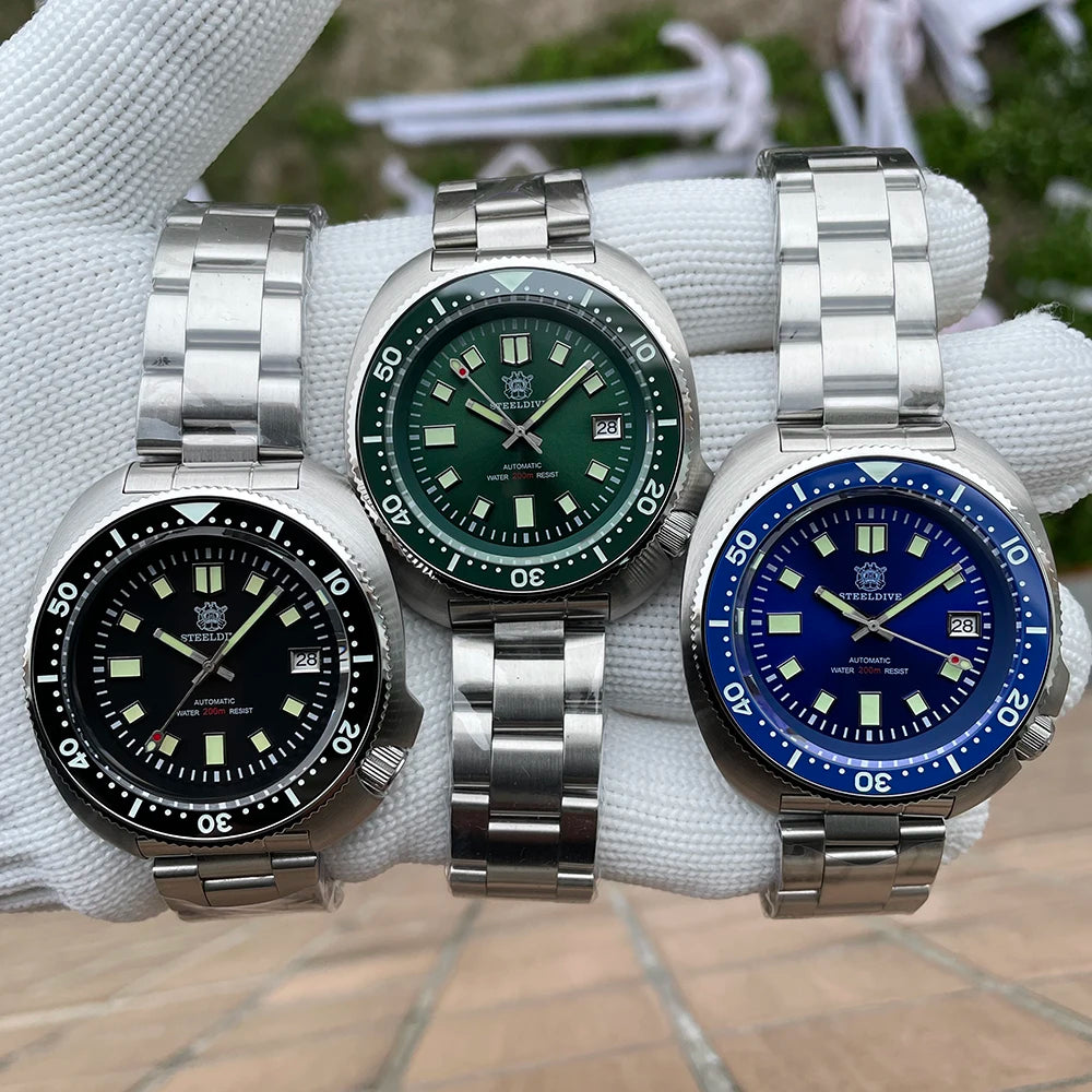 200M Waterproof Automatic Watch Sapphire Crystal Stainless Steel NH35 Mechanical Dive Watch For Men STEELDIVE SD1970 V2 (10-12 days delivery time to worldwide-10 USD Shipment fees-No DHL for this product-VERY HIGH QUALITY BRABD)