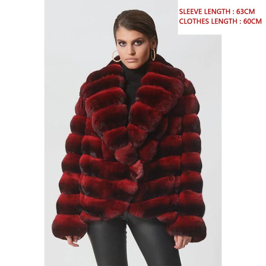 Luxury Real Fur jacket Genuine Rabbit Fur Jacket For Women ( 10-12 days - FREE Shipment totally )