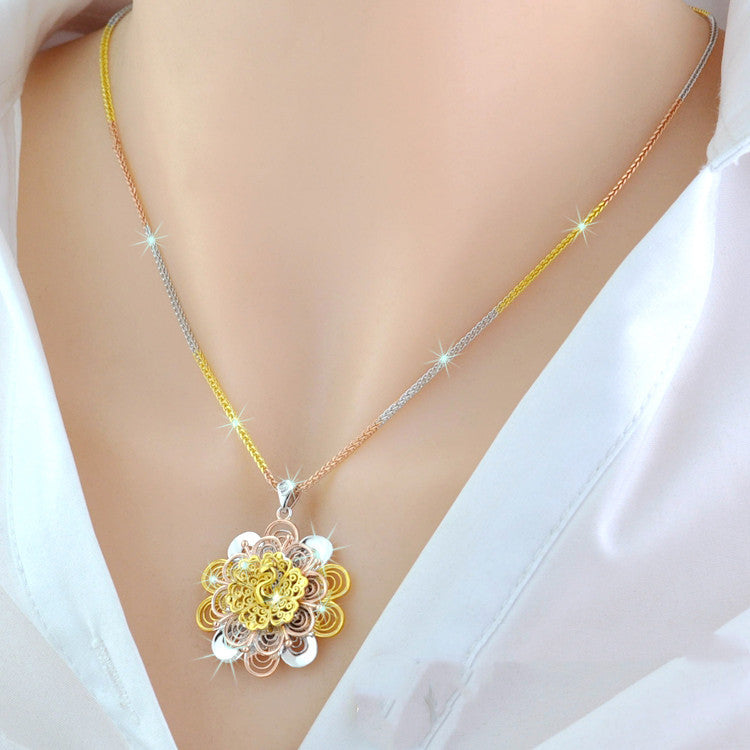 925 Sterling Silver 18K Color Gold Necklace