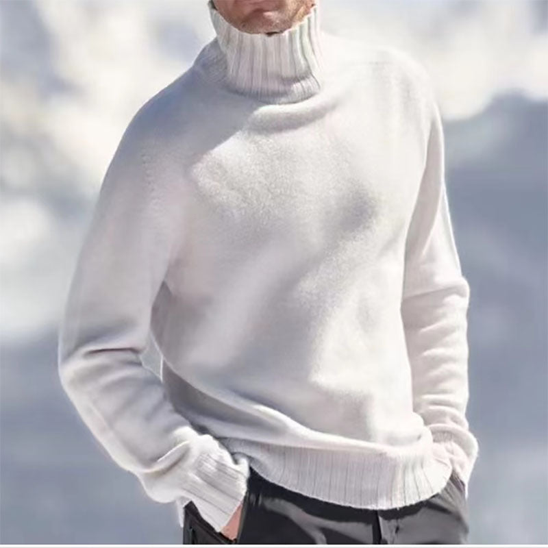 Men's Base Knitting High Collar Warm Casual Knitted Sweater