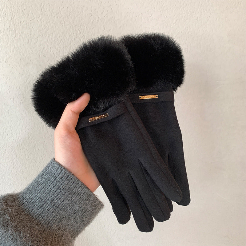 Touch Screen Warm Gloves Winter Women Fleece-lined Thickened