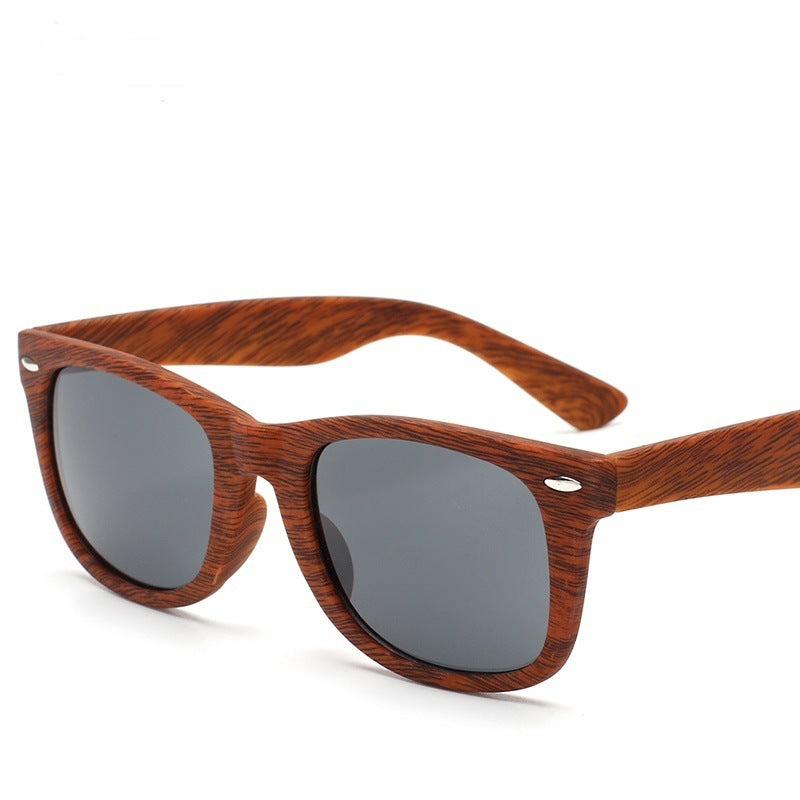 Retro Rice Nail Plastic Wood Grain Sun Glasses