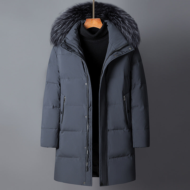 Fur Collar Mid-length Light Luxury Thickened Warm Cold-resistant Hooded Down Jacket