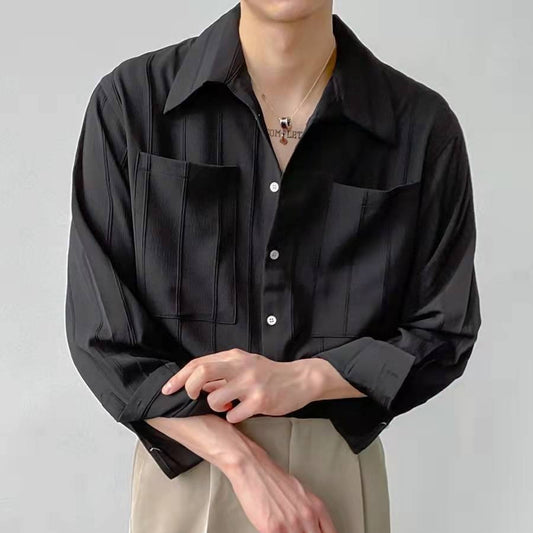 Fashion Cool Long Sleeve Solid Color Shirt Men