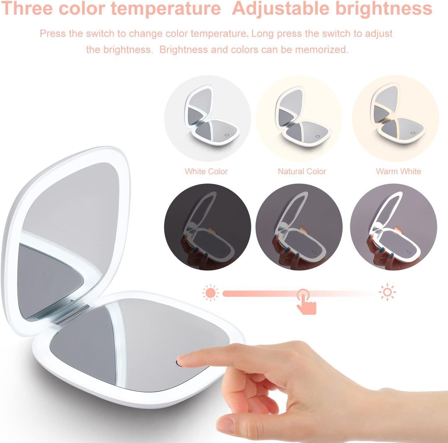 Handheld Led Make-up Mirror Foldable And Portable Portable Makeup Mirror