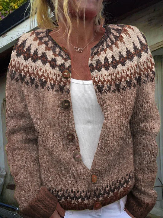 Winter Cardigan Coat Single-breasted Totem Warm Sweater