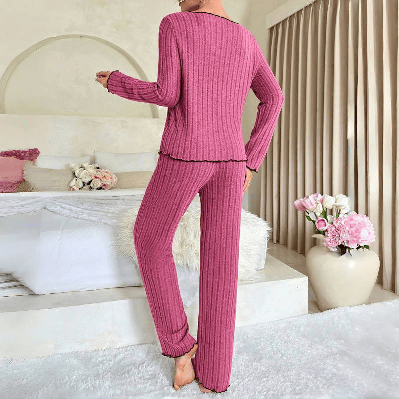 Black Edge Twisted Edge Leisure Pajamas Suit