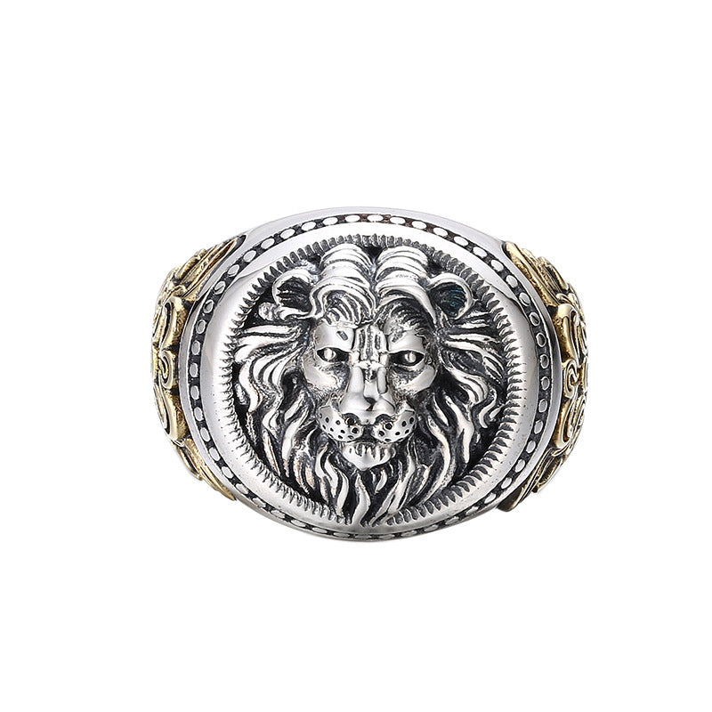 925 Sterling Silver Ring Lion Vintage Distressed