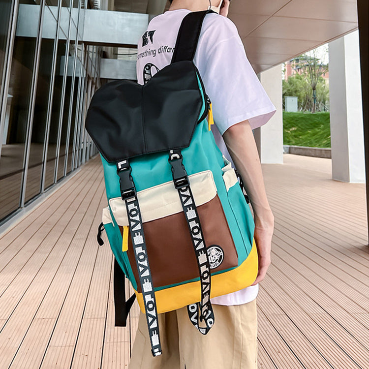 New Color Matching Backpack Fashion Outdoor Travel Bags Men Women Personality Middle Junior High School Student Schoolbags