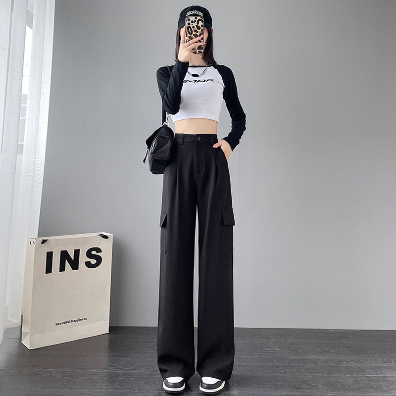 Overalls Women's High Waist Trousers Women's Straight Casual Wide Leg Pants Women