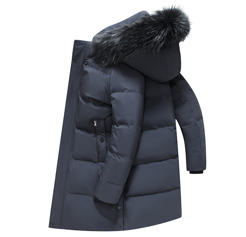 Fur Collar Mid-length Light Luxury Thickened Warm Cold-resistant Hooded Down Jacket